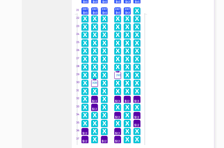 Flying Avelo for the First Time? 13 Insider Tips You Need to Know Before You Book A screenshot of Alyssa and Michael's seats in different rows
