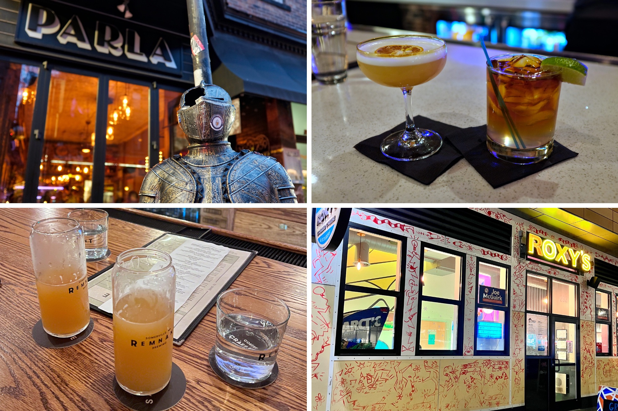 Boston and Cambridge, Unfiltered: A Short Urban Escape Exterior and beverages at four bars in Boston area