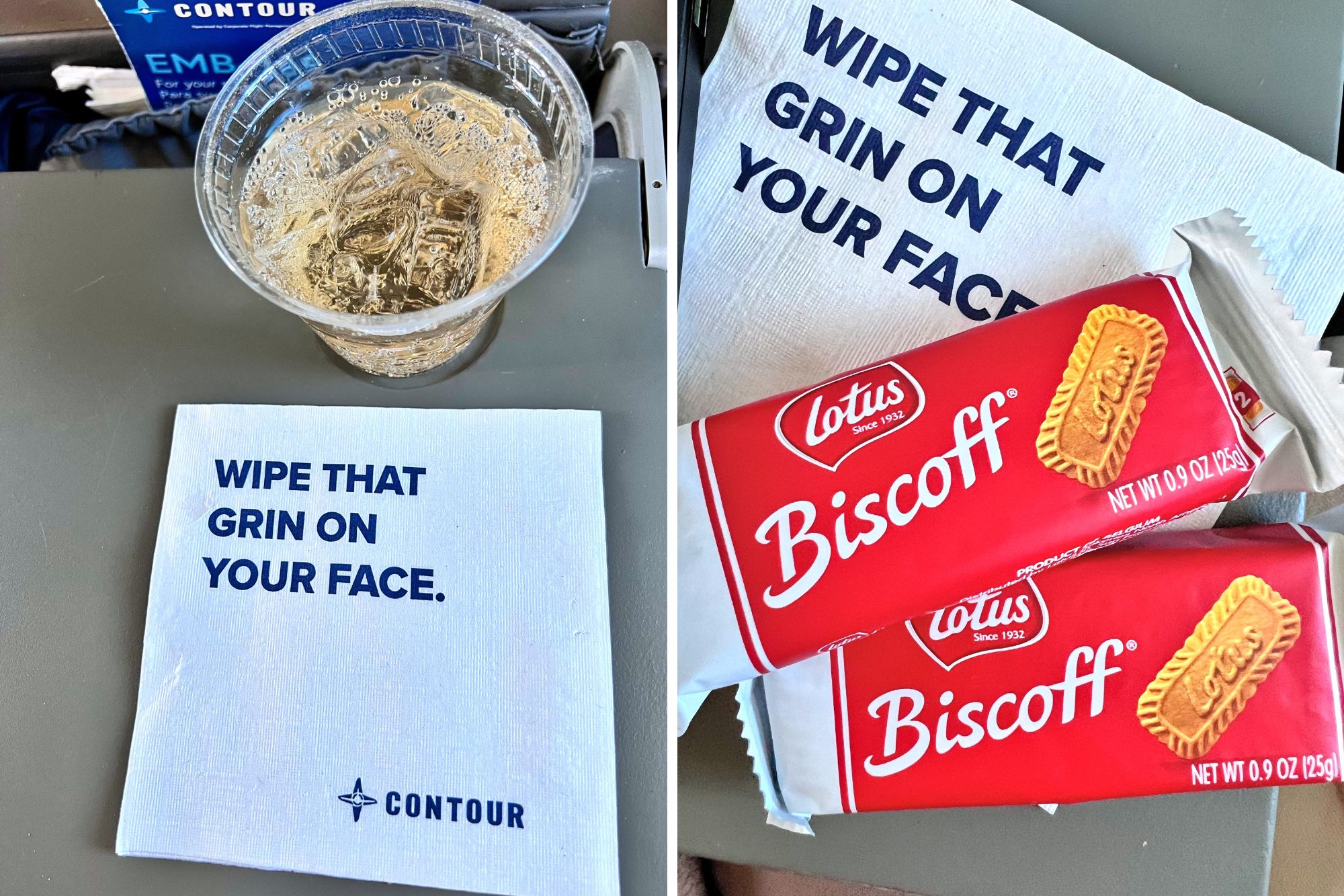 Flying Contour Airlines for the First Time? Here Are 10 Essential Tips You Need to Know Snacks and ginger ale served on board